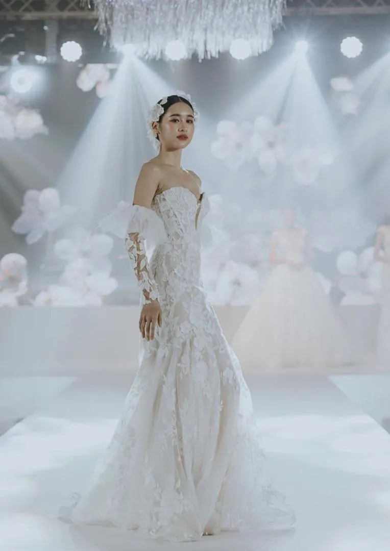 S05AAT 1241 Zhi Fei FS nude base mermaid big lace detached sleeves