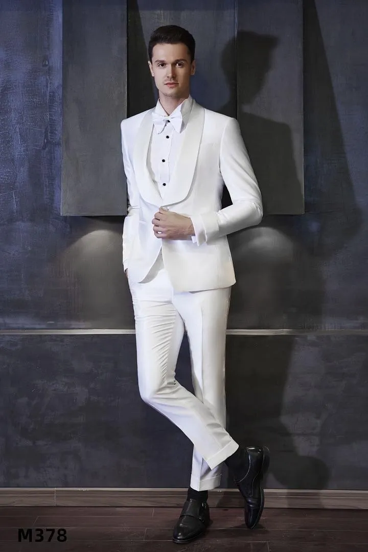 S05AAT 1502 COAT White Tuxedo White Pants Shawl Lapel One Button 46# 48#50# 54# 56# 58#code: M378