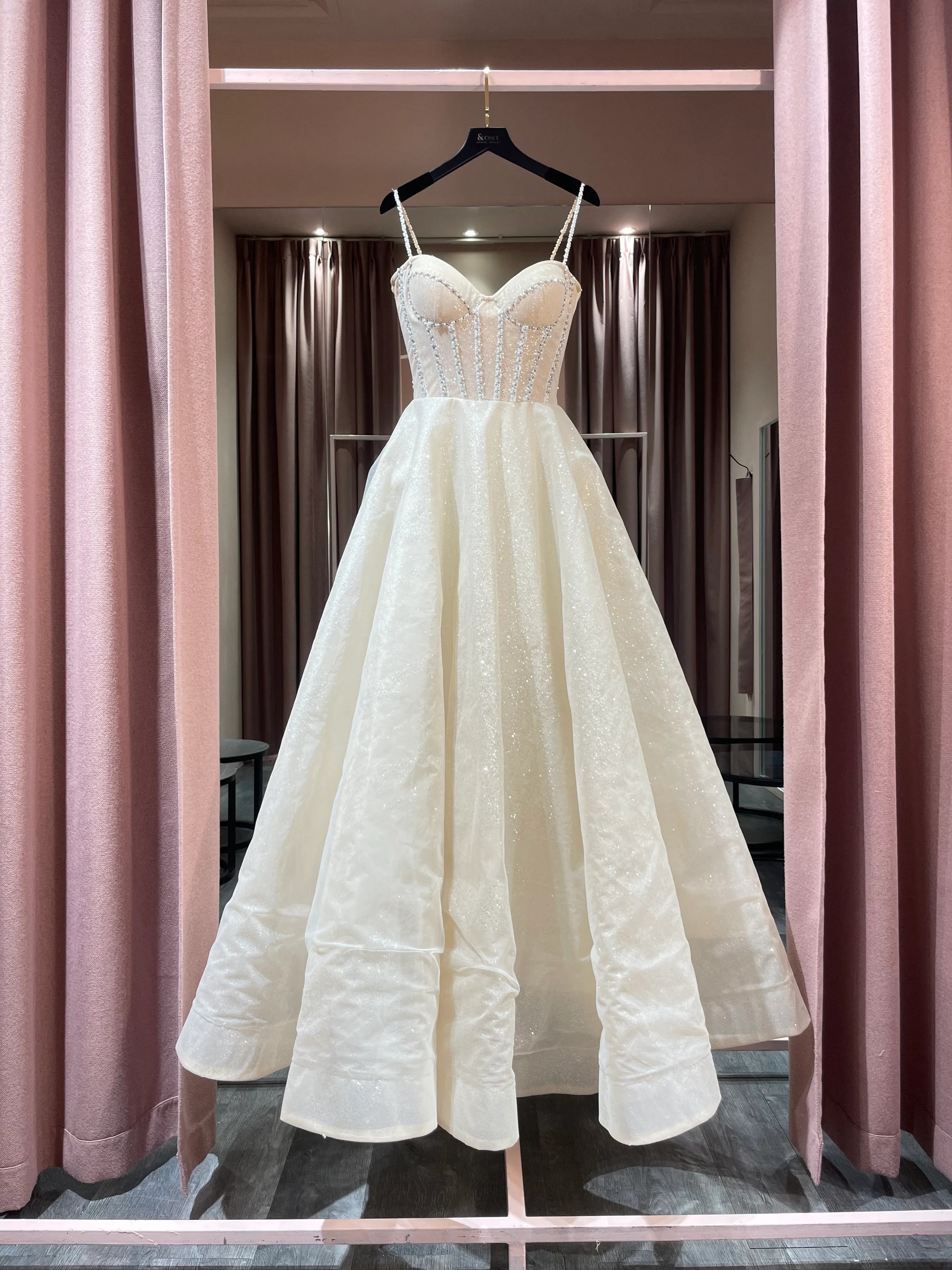 S05AAT 1262 Priscilla FS champagne sweetheart blink corset disco ball