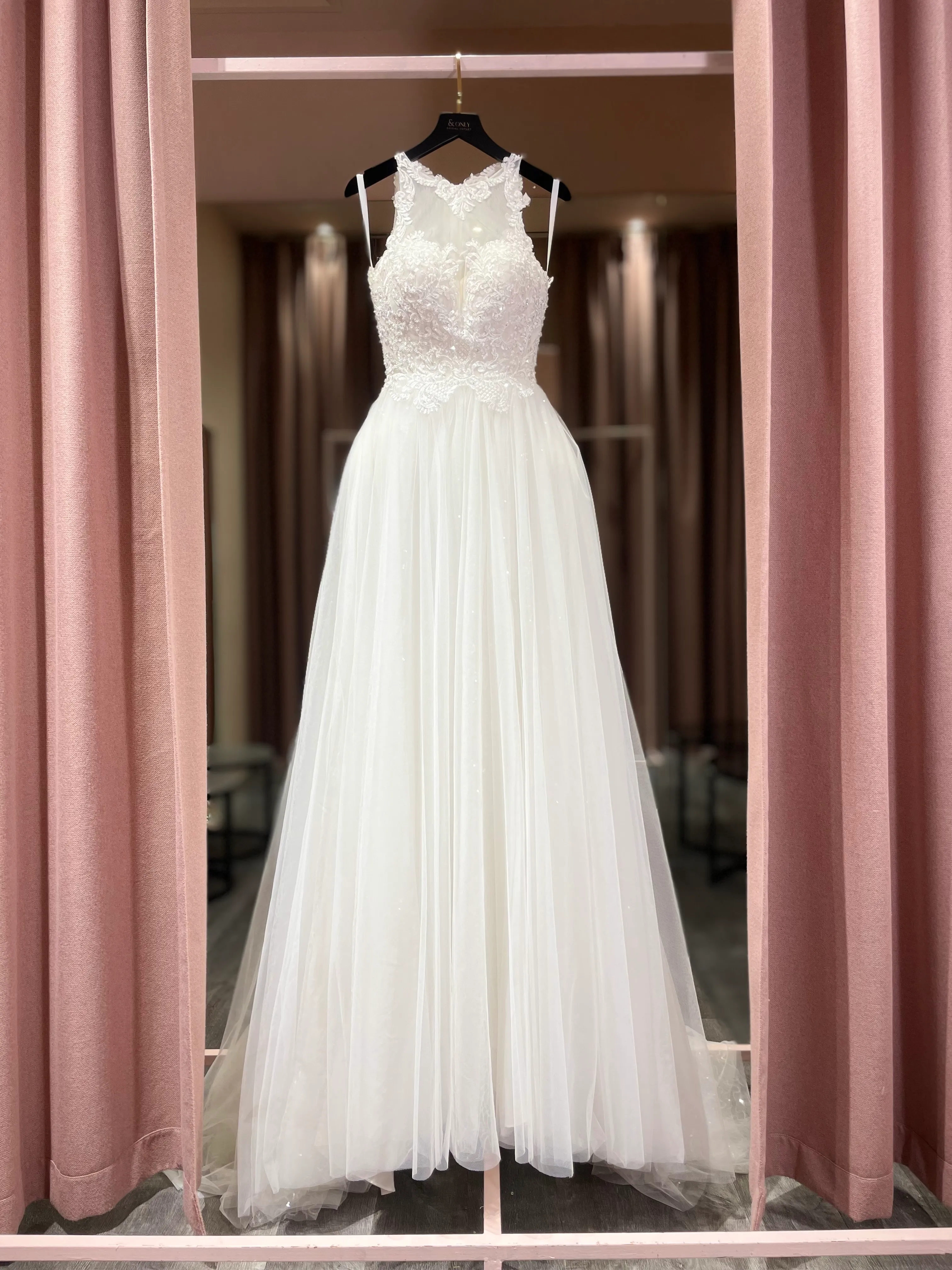 1202 - Halter sequins A line with slit