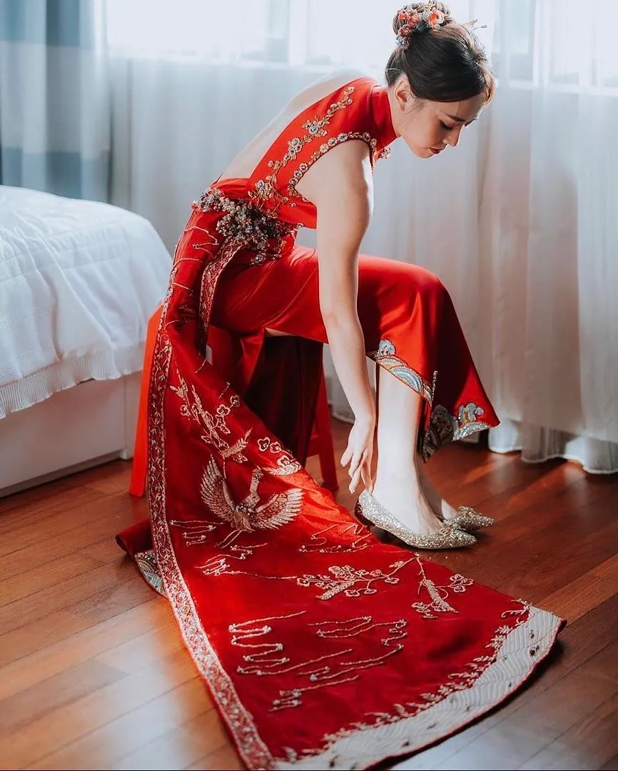 S05AAT 0912 -Indonesia sangjit cheongsam red