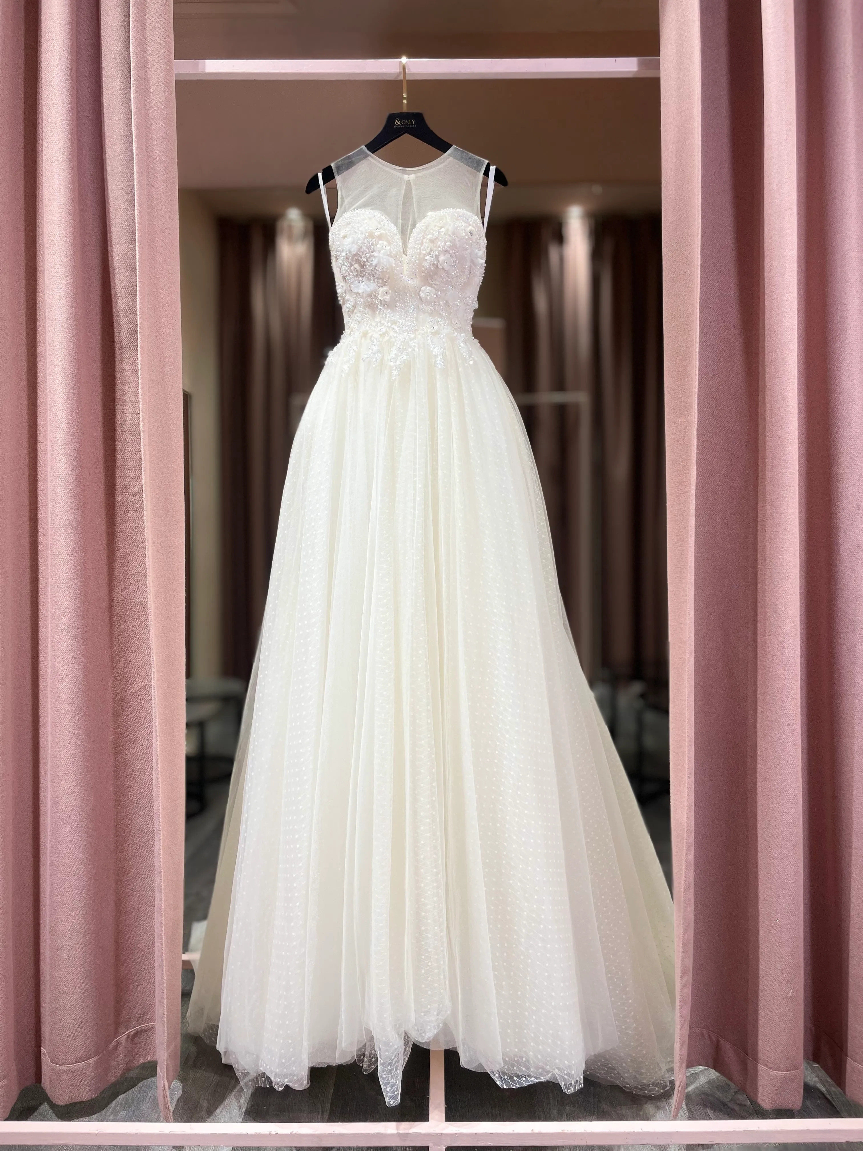  1068 - 3D new small flower glitter champagne A line