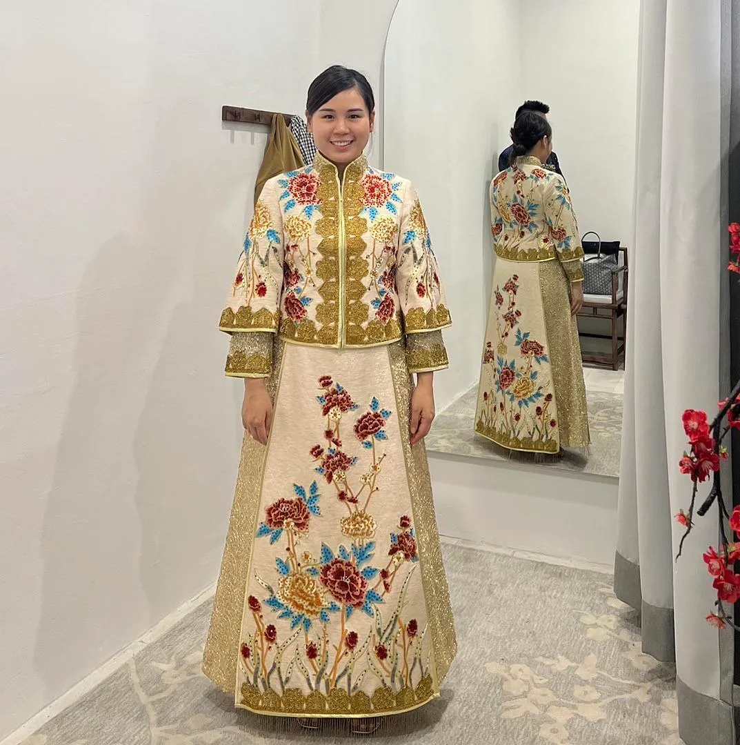 S05AAT 0861 - female kua  MK Gold Kua maroon flower Size: XL & XXL