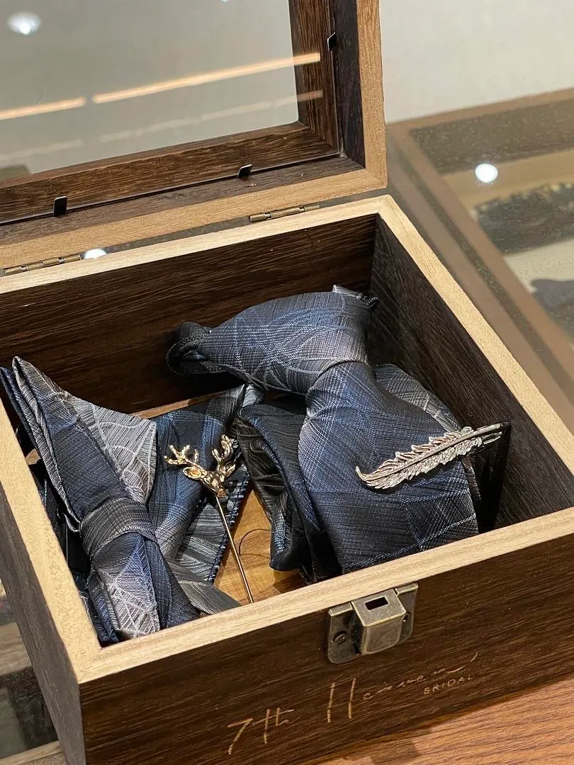 S05AAT 1473 Blue White with texture bow tie set