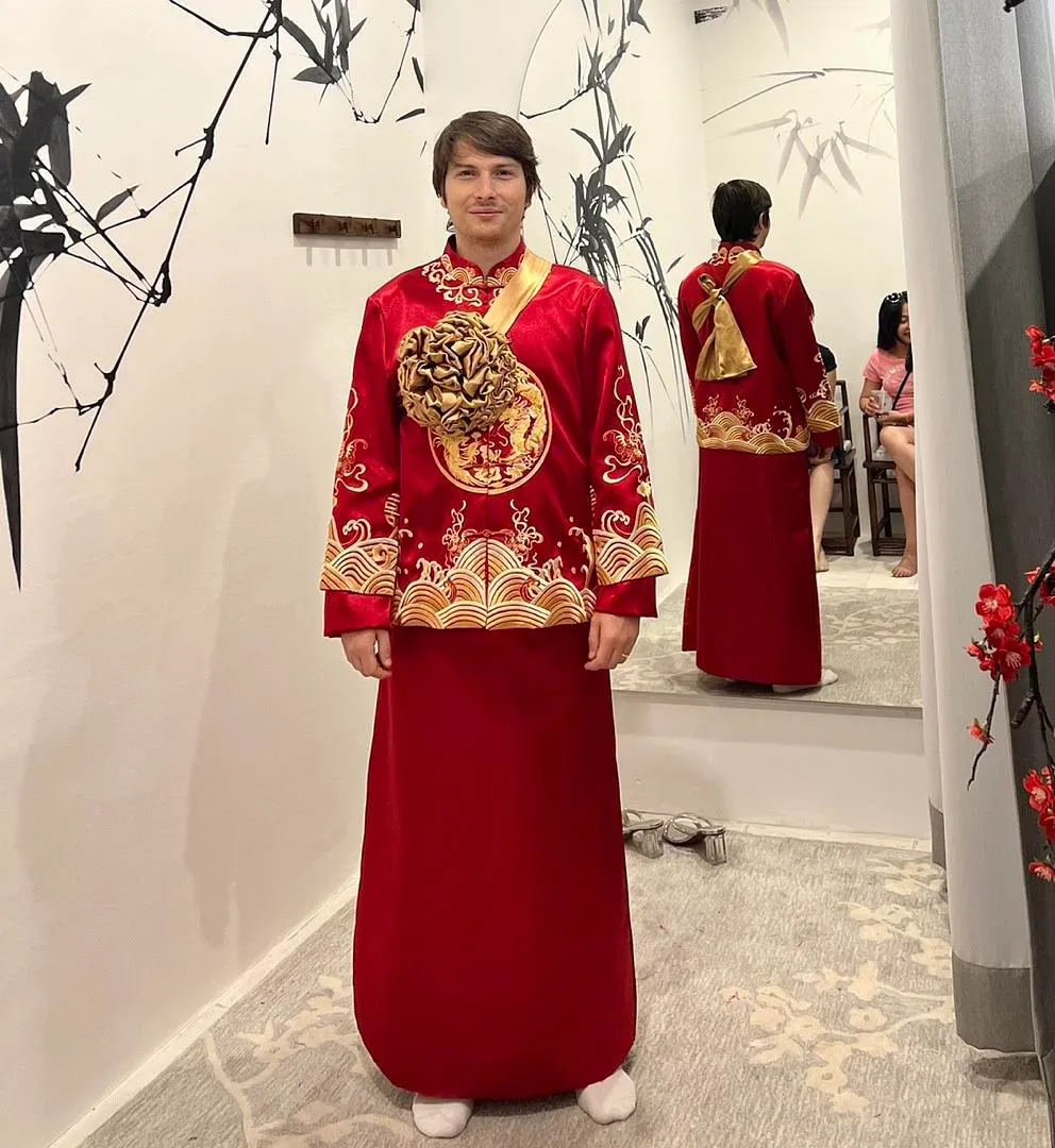 S05AAT 0990 Male kua red gold dragon phoenix