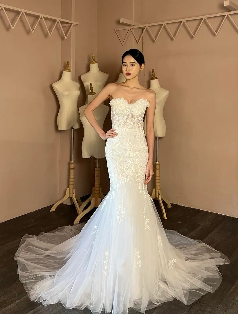 S05AAT 1278 XS/XL size petite flower tube sweetheart mermaid