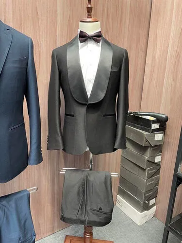 1371 OG pants black shawl lapel single breasted one button