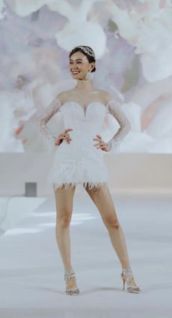 S05AAT 1253 FS Kayley millanova feather party dance short gown