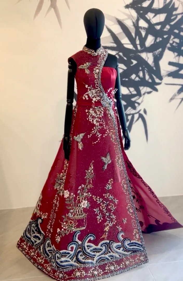 S05AAT 1051 - indonesia sangjit cheongsam Darlynn in red 