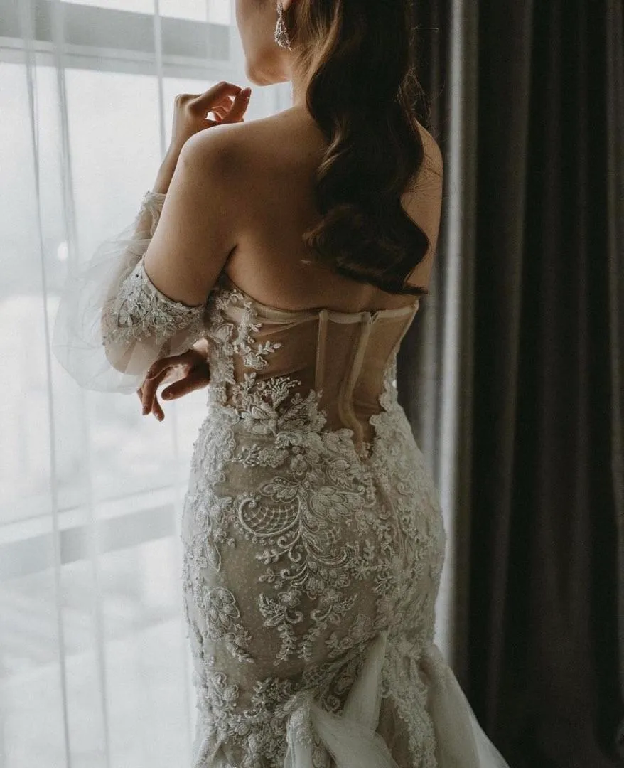 S05AAT 0671 - Bae elvina nude corset white tulle trumpet