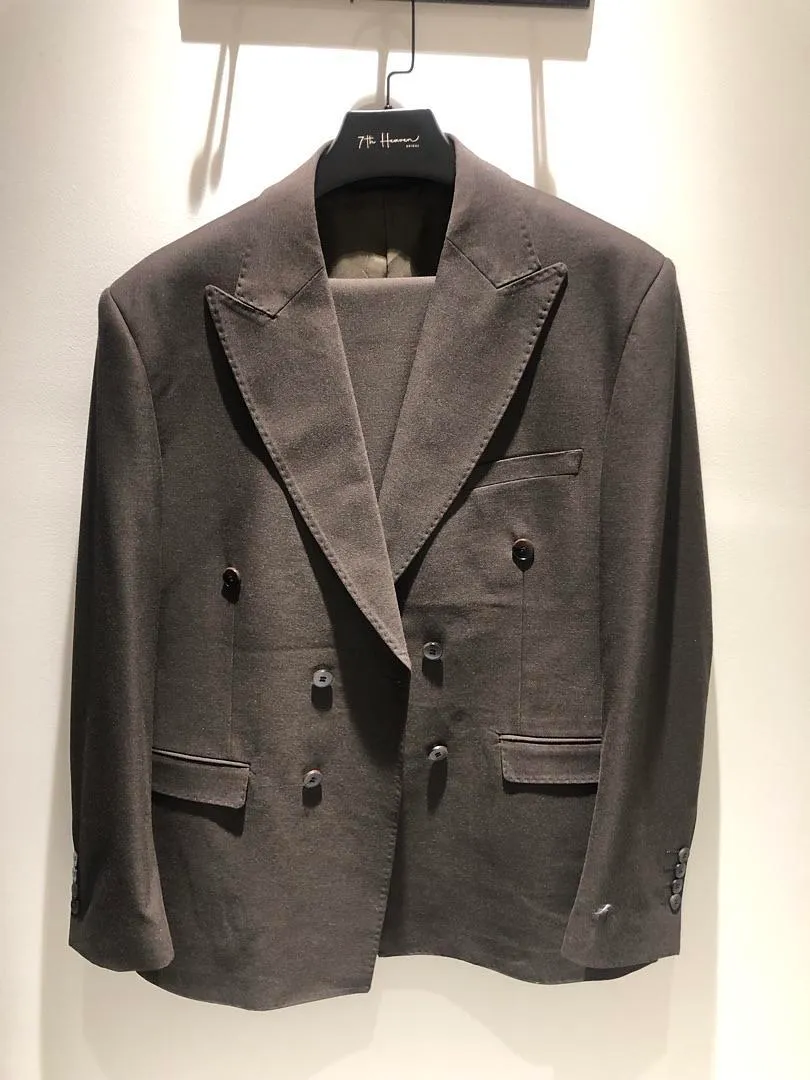 S05AAT 1421 PANTS Dark Brown Double Breasted two button Peak Lapel 58# code: FL876