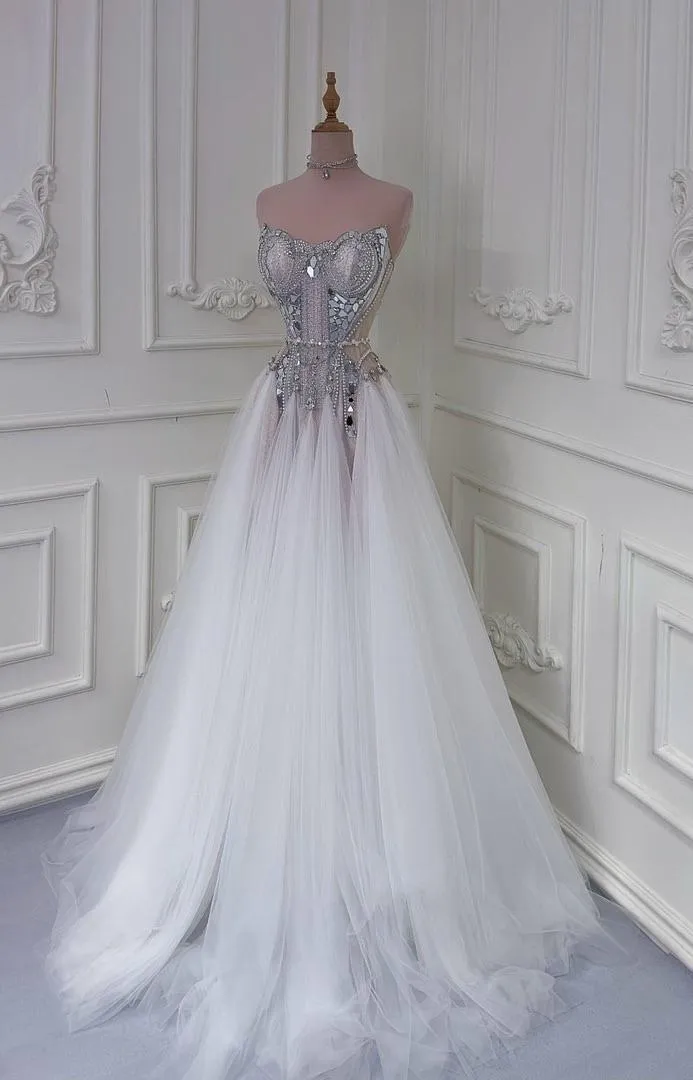 S05AAT 1407 - Sweetheart scallop tulle a-line owl mirror