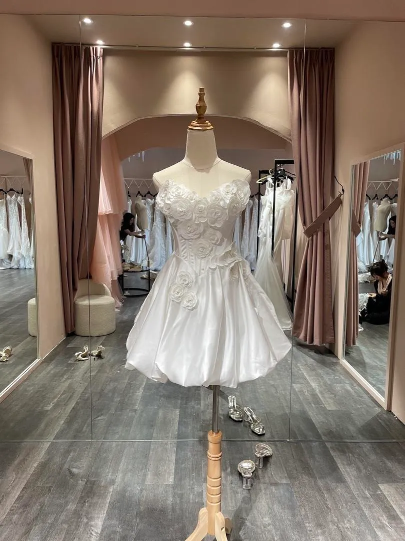 S05AAT 1338 Rose satin sweetheart short dress