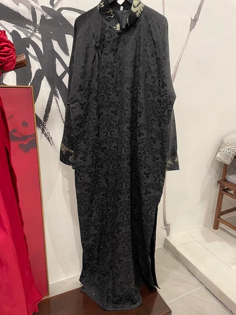 S05AAT 1194 male inner kua full Plain Black dragon sleeve/neck (L)