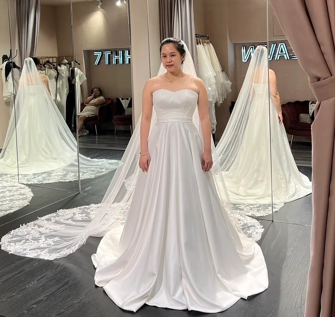 S05AAT 1213 Satin Sandra sweetheart A line