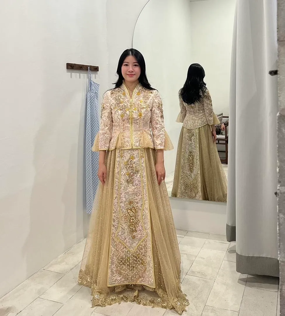 S05AAT 1045 female kua MK Ribbon Champagne Size: S