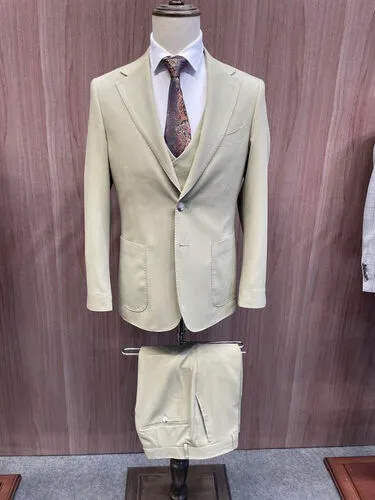 S05AAT 1363 PANTS Beige / Light green Single Breasted Two Buttons Notch Lapel 48# 50# 52# 54# 56# code: FL934