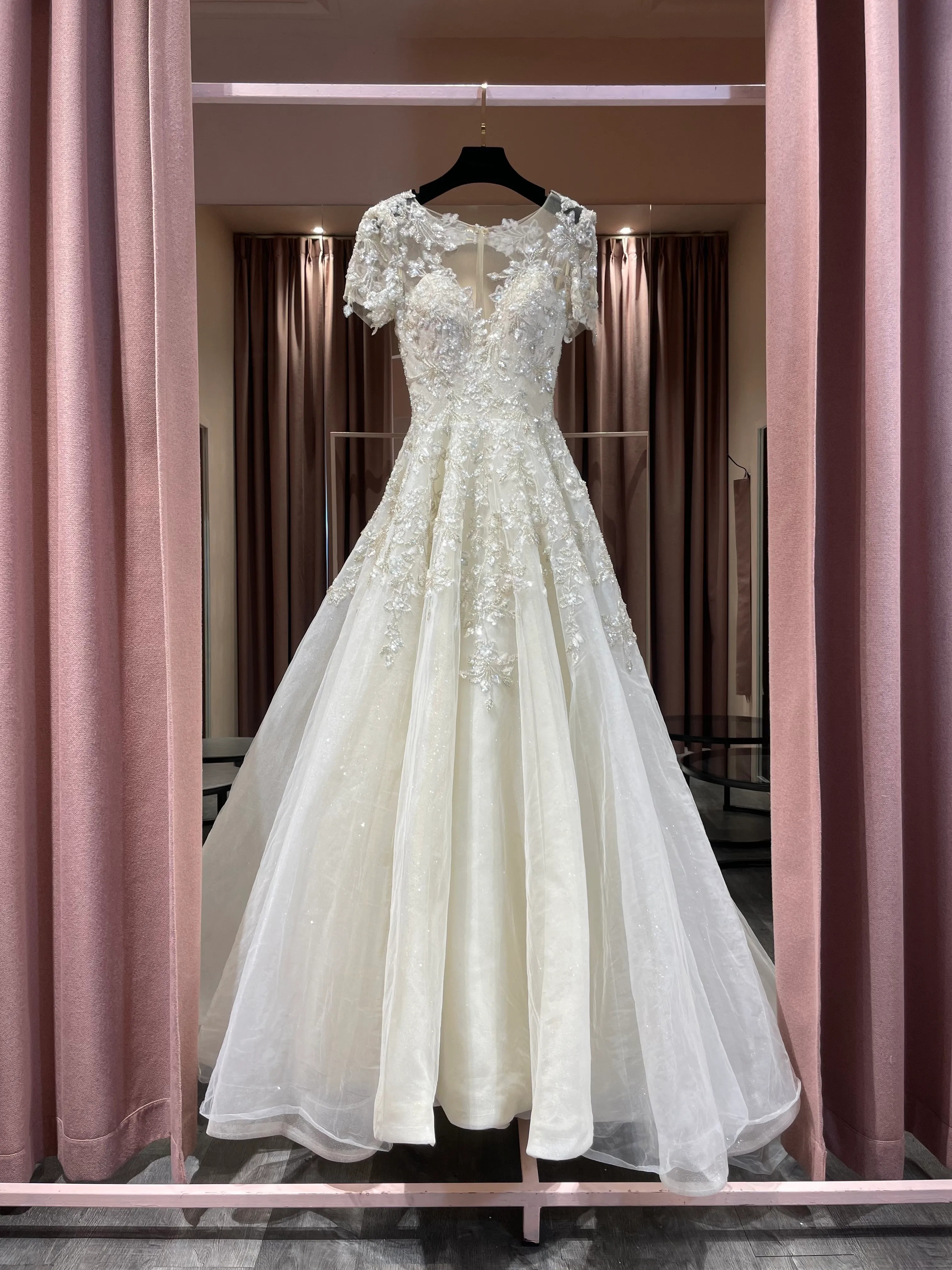 S05AAT 1275 Champagne korean short sleeve ball gown