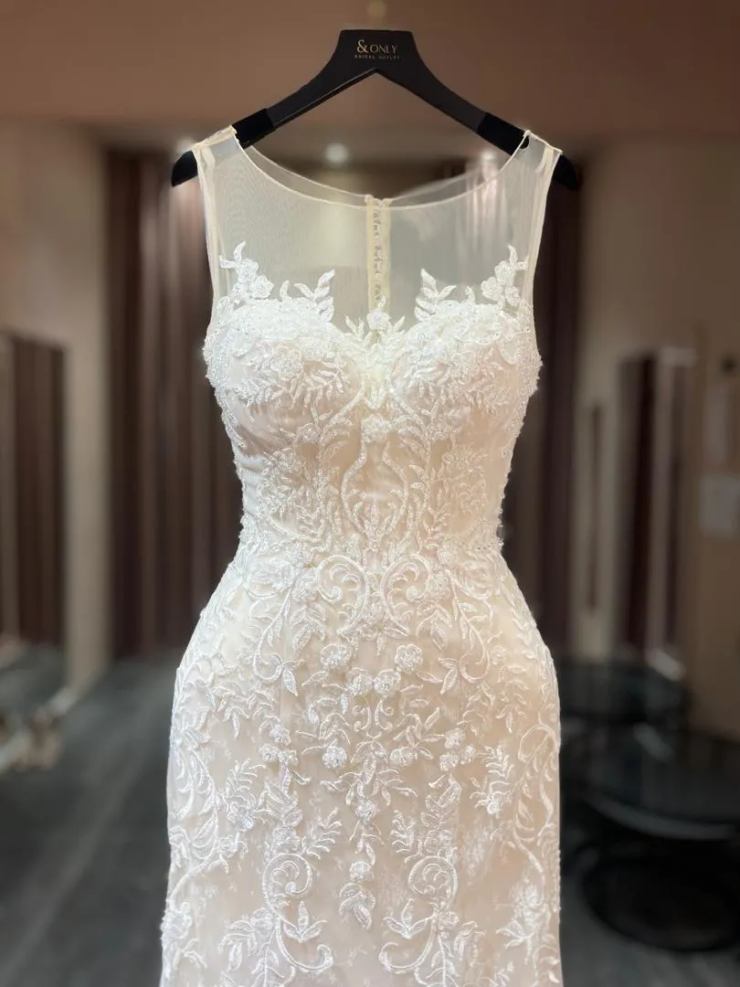  0700 - Illusion lace champagne mermaid