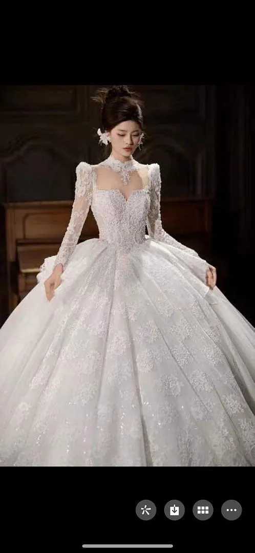 S05AAT 1576 New Alicia Boey Long Sleeve Halter neck French Lace Ball Gown Bayswater