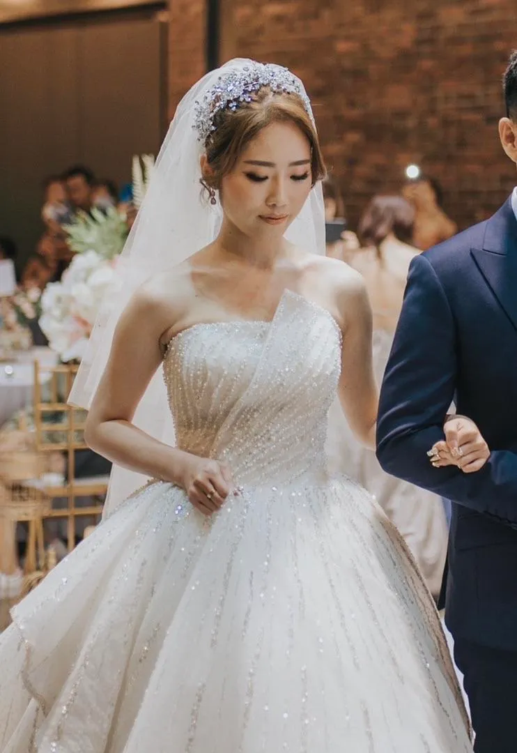 S05AAT 0919 - Coral Sequins Ball Gown