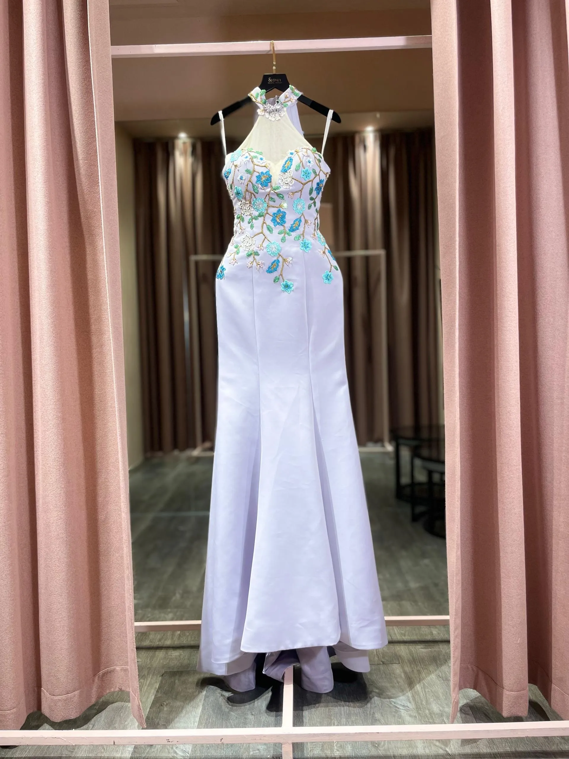 S05AAT 1511 modern cheongsam purple base blue lace mermaid