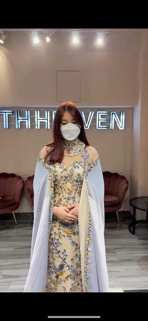 S05AAT 1311 indonesia sangjit cheongsam fly gold with detachable cape