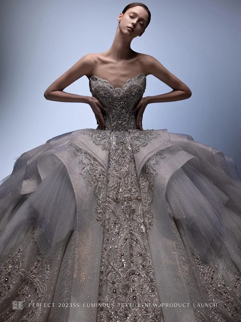 S05AAT 1546 VIP 迷蝶 Grace BF sweet heart yellow beaded premium ball gown