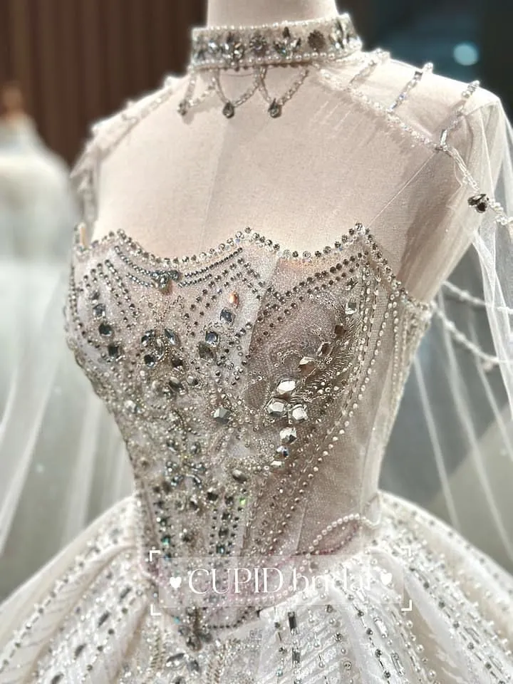 S05AAT 1441 Vency Viet Choker with cape Hacchic Bling Ball gown