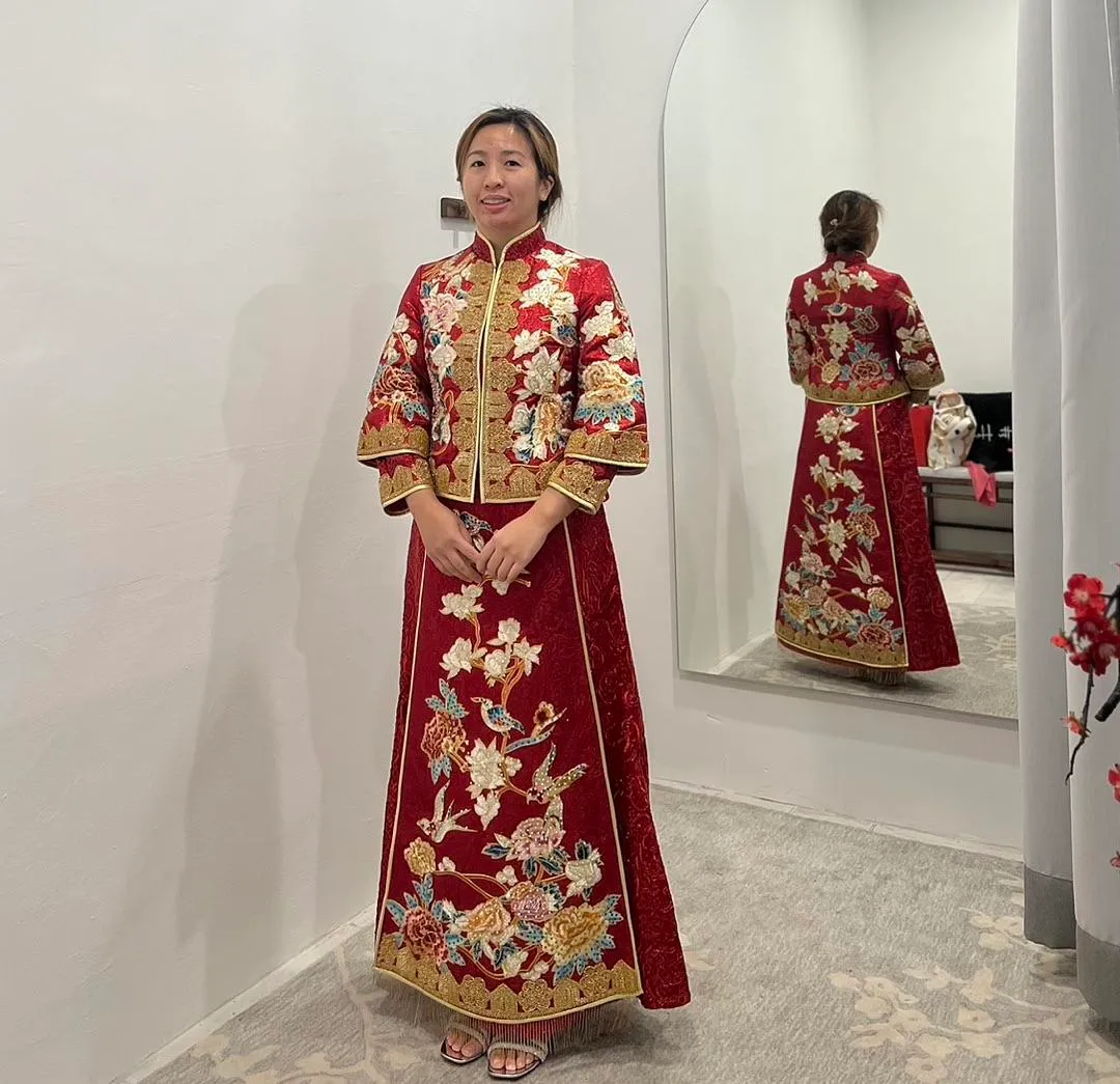 S05AAT 0904 - female kua MK red peony birds Size: M / L / XL