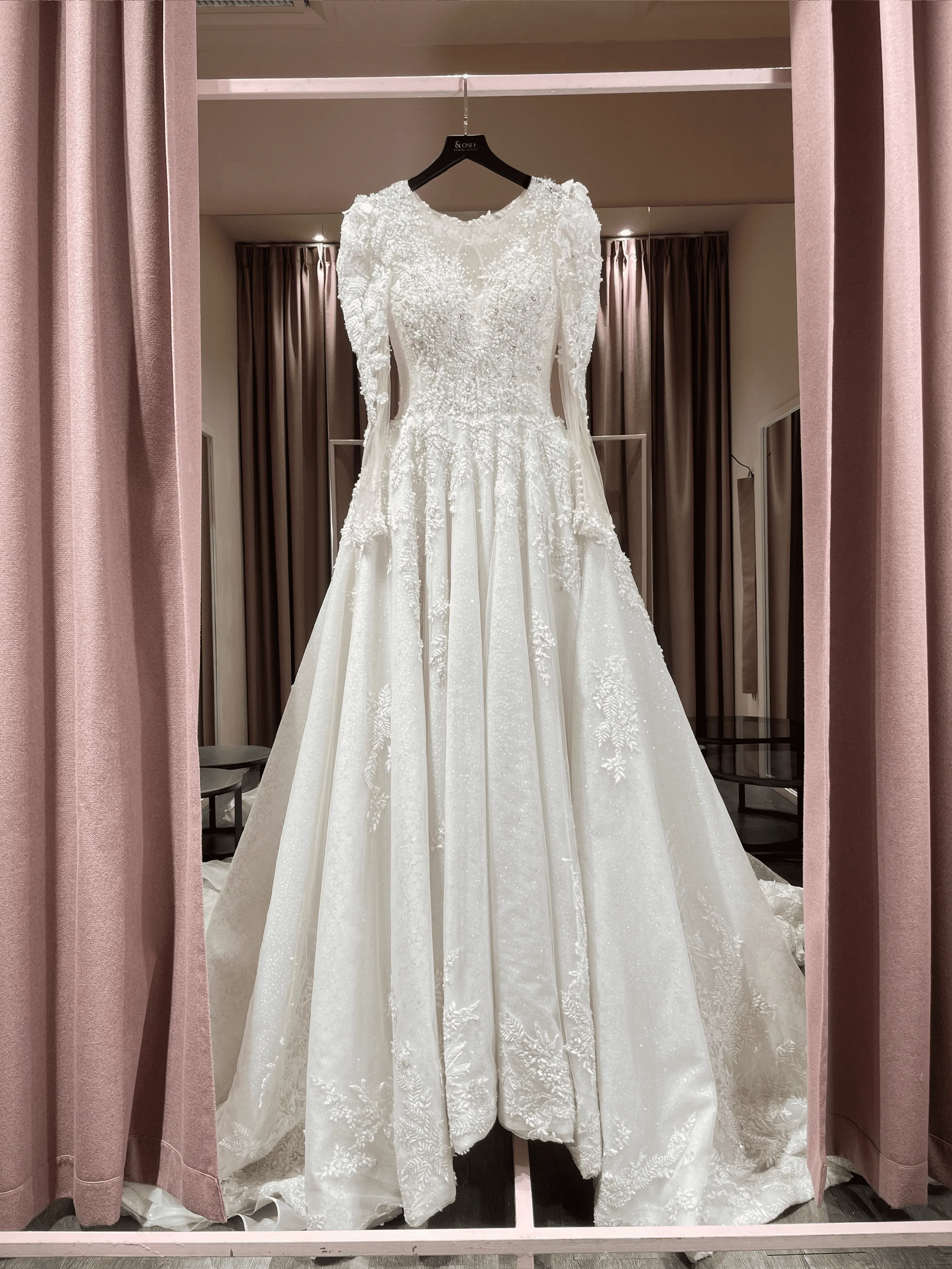 S05AAT 1226 FS Wendy leafy long sleeves grand march in ball gown