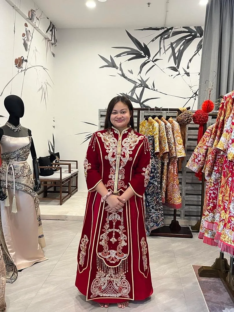 S05AAT 1402 - female kua Detachable shoulder red velvet machine size: 3XL, 5XL