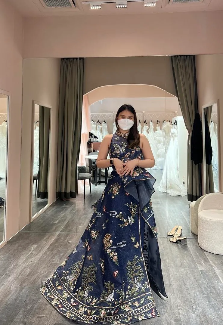 S05AAT 1259 indonesia sangjit Cheongsam Melissa Modified Navy Blue 