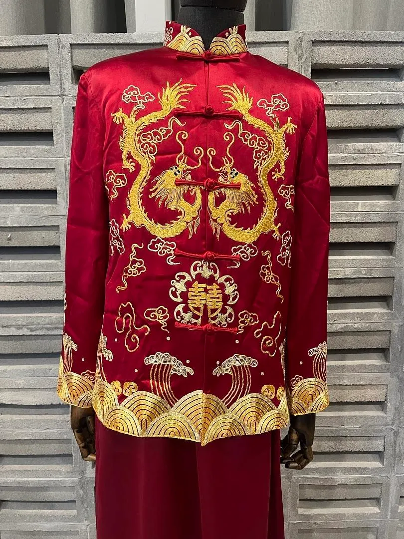 S05AAT 1320 - HB male kua Cloud sakura motif dragon red Size: S, XL