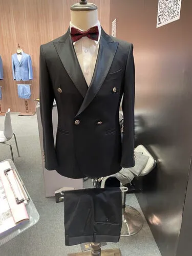 S05AAT 1364 PANTS Black Double Breasted One Button Peak Lapel 48# 52# 56# code: FL916