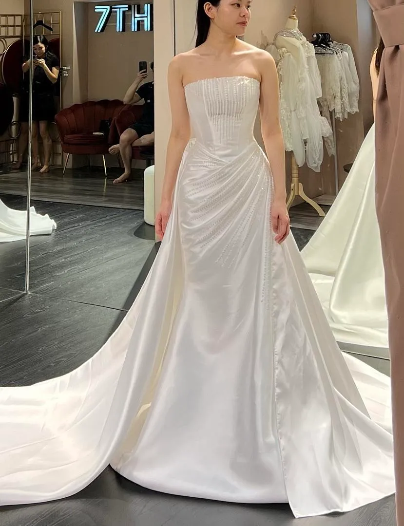 S05AAT 1292 Straight Pearl Tube Satin mermaid