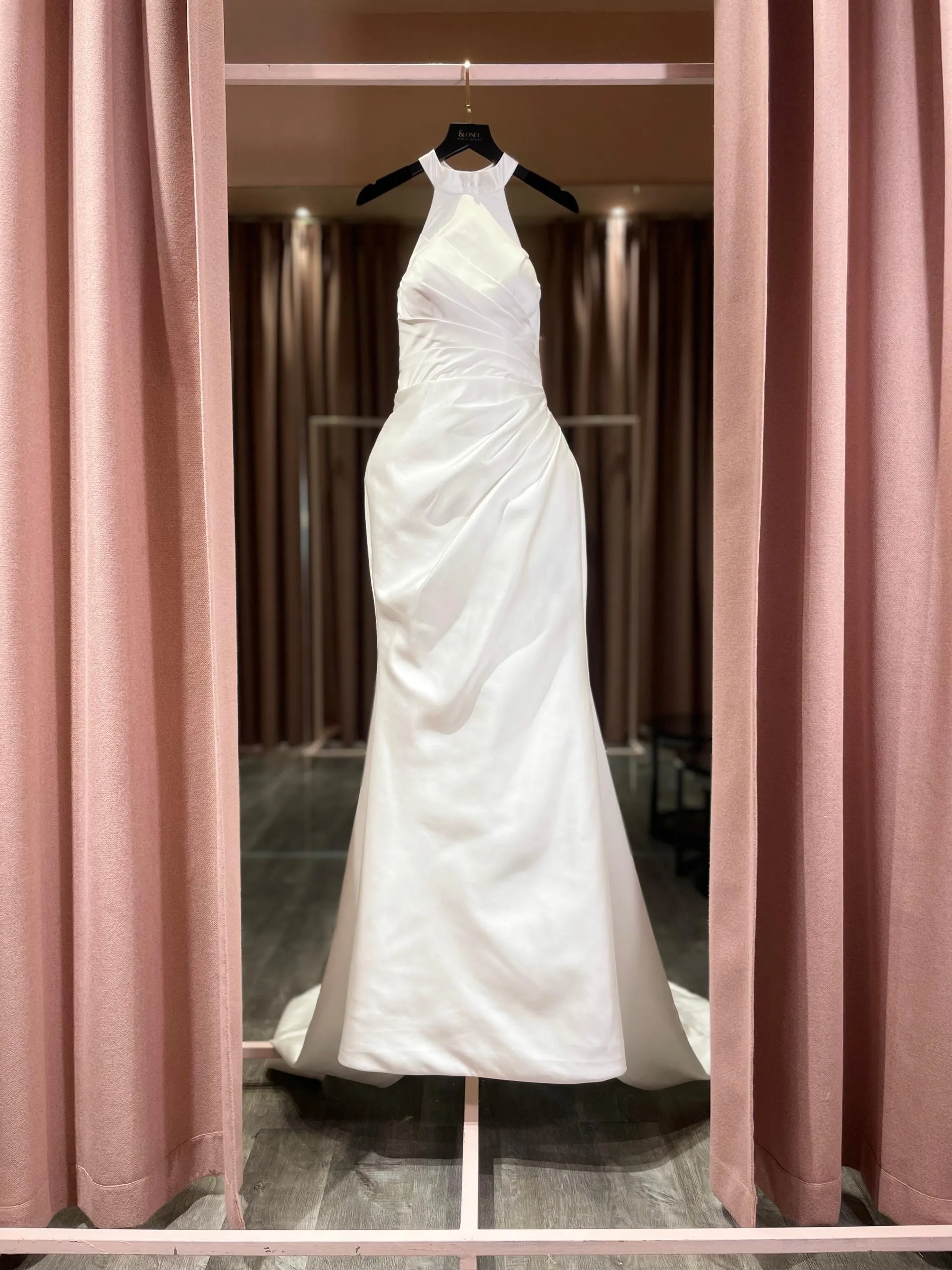 S05AAT 1540 Satin Halter Neck Mermaid Draped