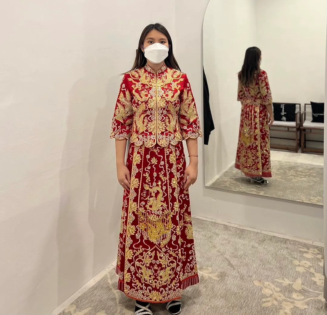 S05AAT 0890 - female kua BK Red full blink dragon phoenix Size: S / M