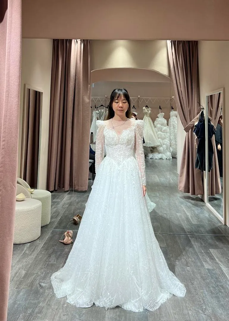 S05AAT 1314 Long Sleeve A line V waist blink