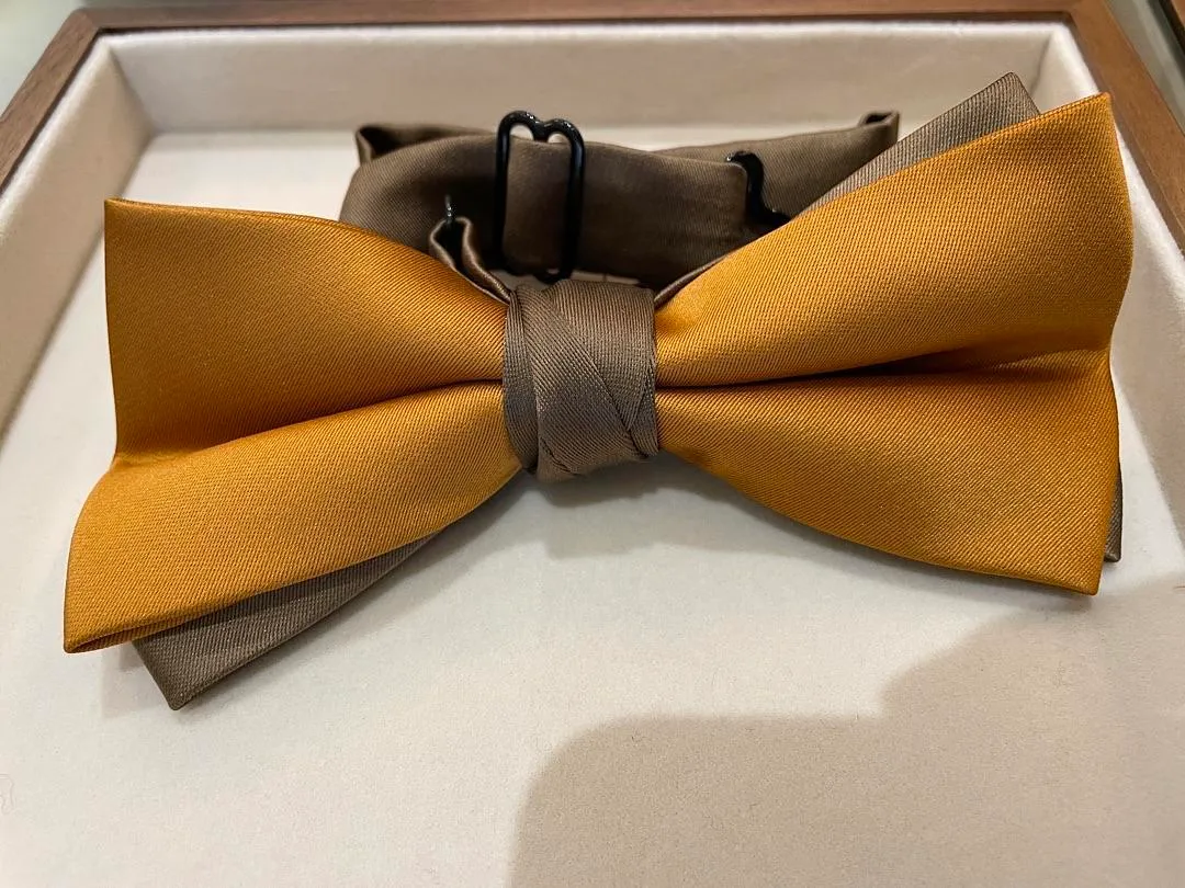S05AAT 1464 double layers Yellow Brown Plain base Bow tie