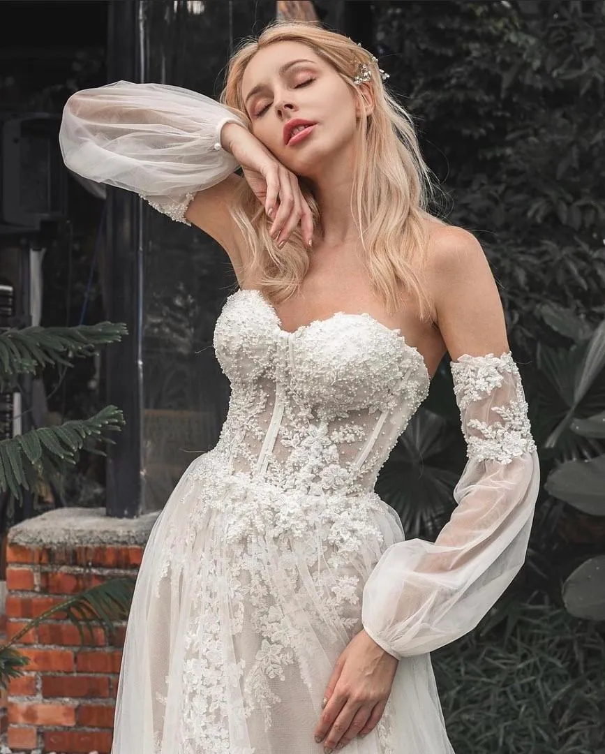 S05AAT 0677 - New Pauka corset a line puffy sleeve detached