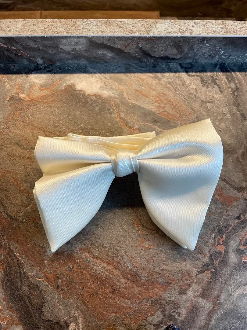 S05AAT 1514 White big bow tie satin