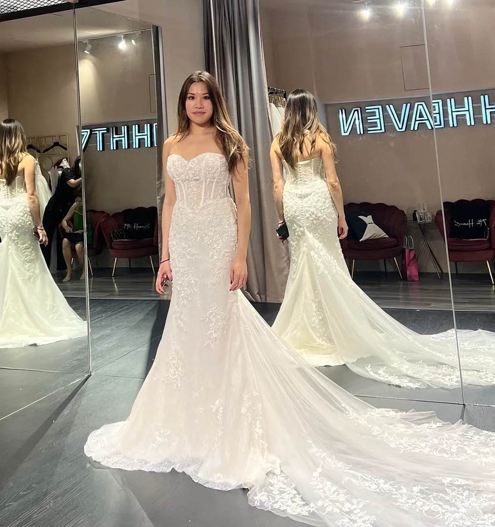 S05AAT 1204 - Corset sweetheart wendy hema lace mermaid detachable train