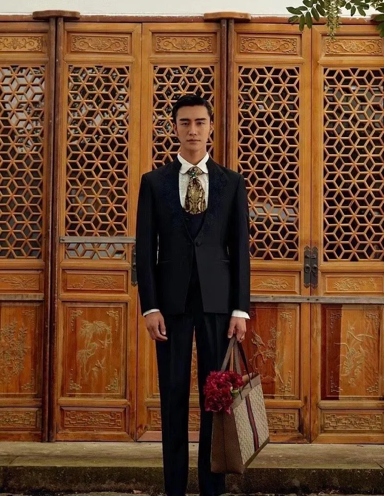 S05AAT 1383 Jayden Black Design Suit Single Breasted Lne Button 48# 52#