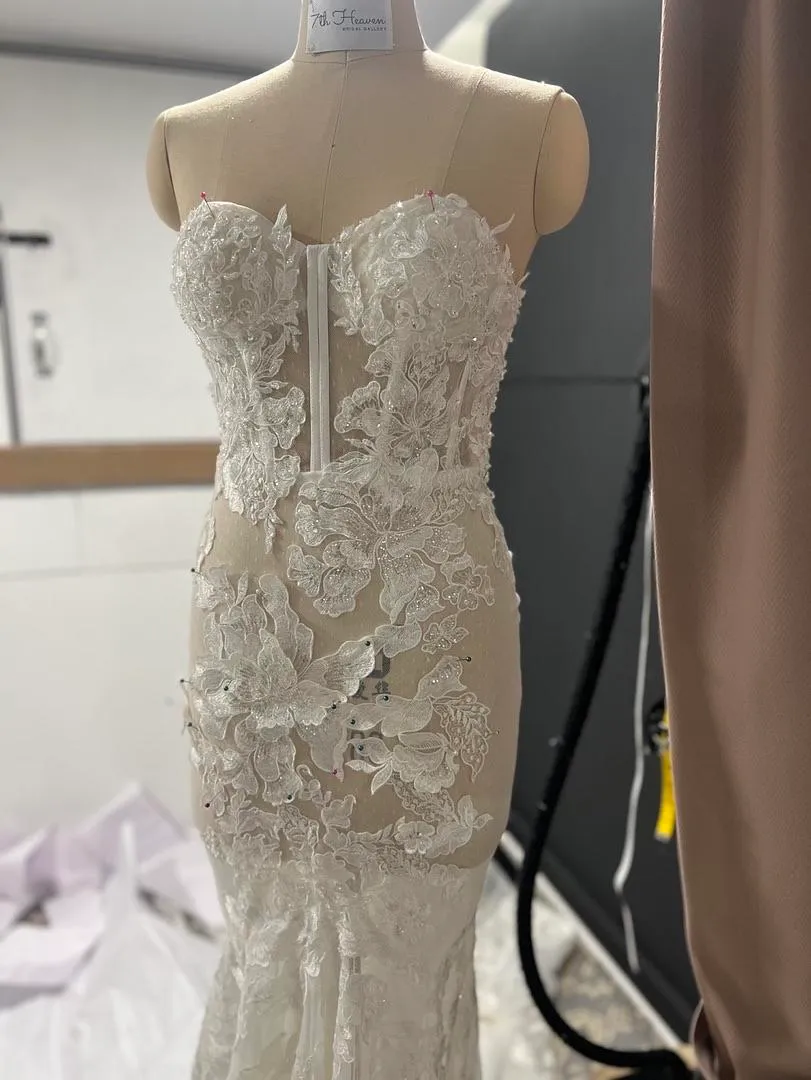 S05AAT 0807 - Khesh lace designed sexy white corset mermaid tube