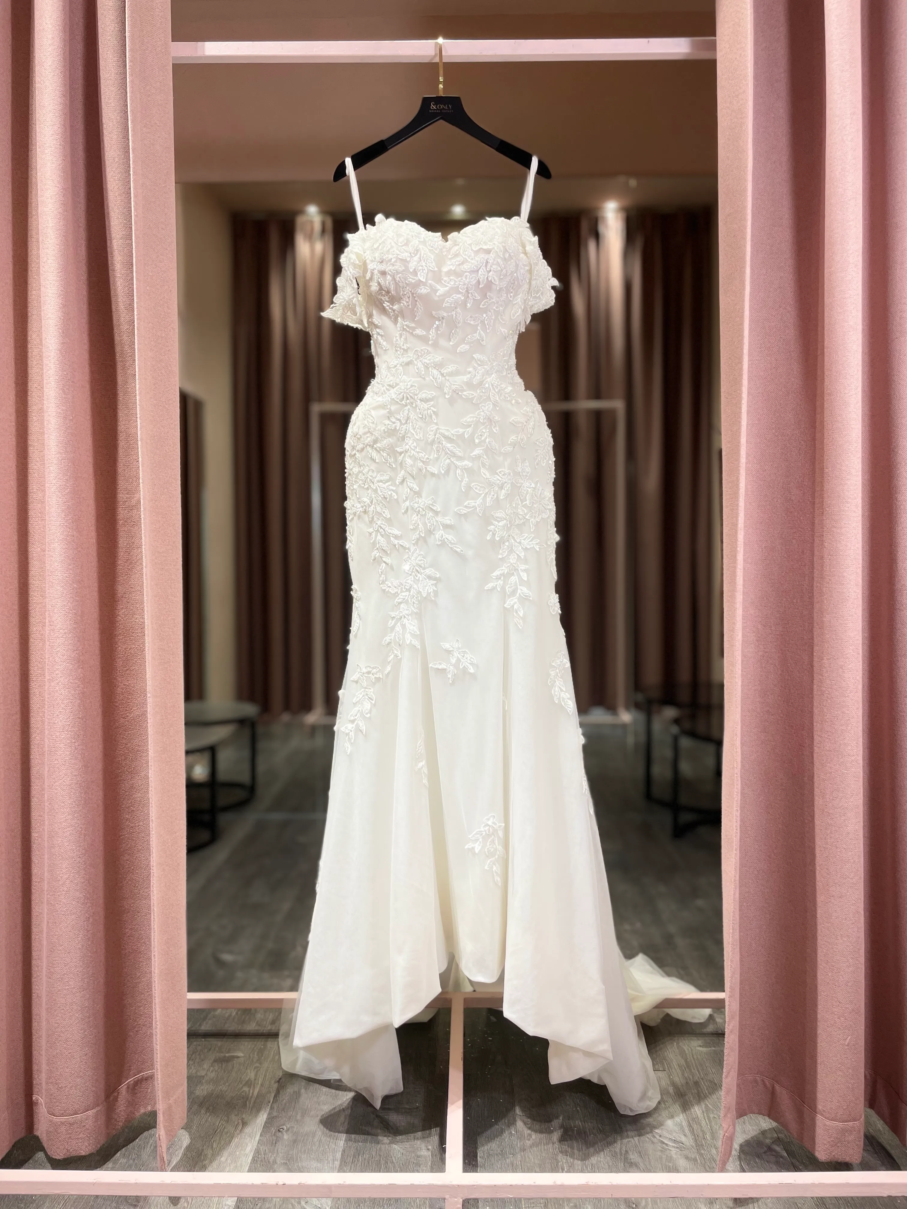 S05AAT 1212 Lace off shoulder leaves lace mermaid plus size