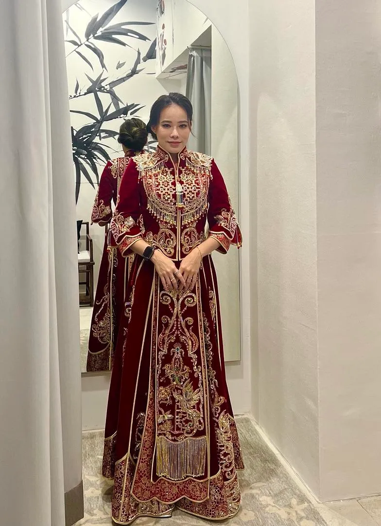 S05AAT 1087 - female kua MK maroon velvet (blue) indian Size: S