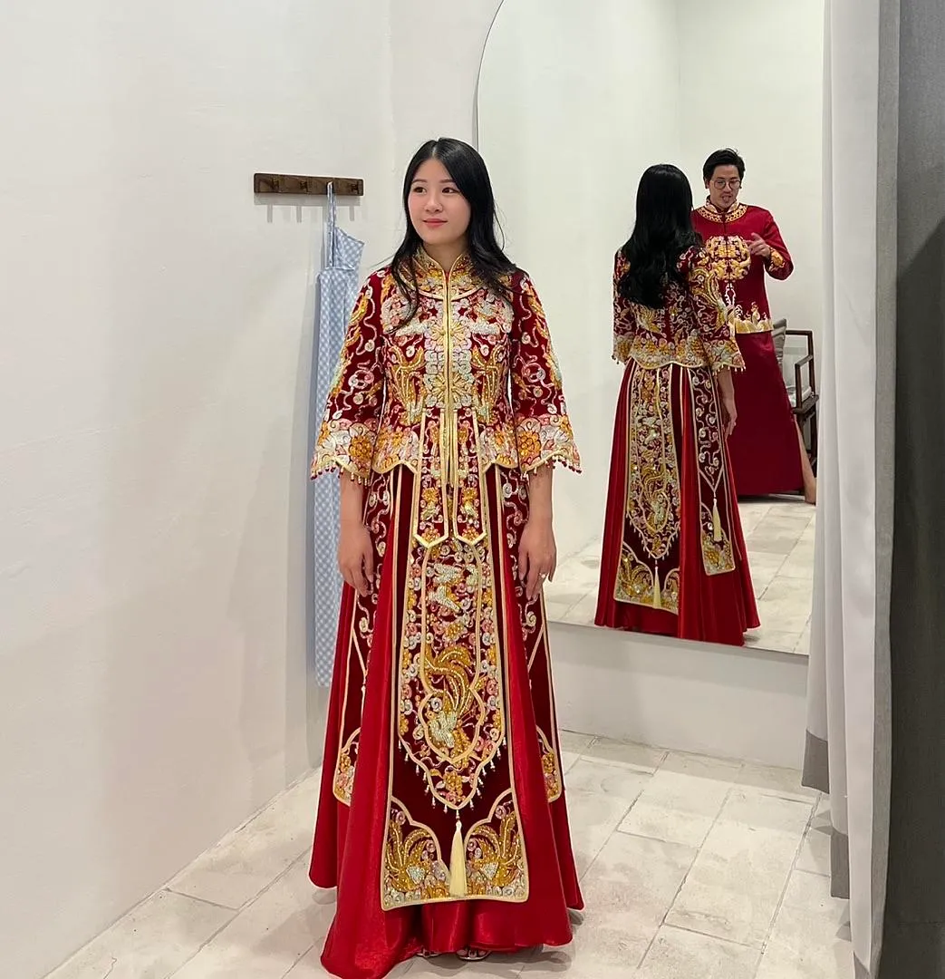 S05AAT 1043 - female kua MK- 子孙带 Velvet 3D blink dragon phoenix Size: M