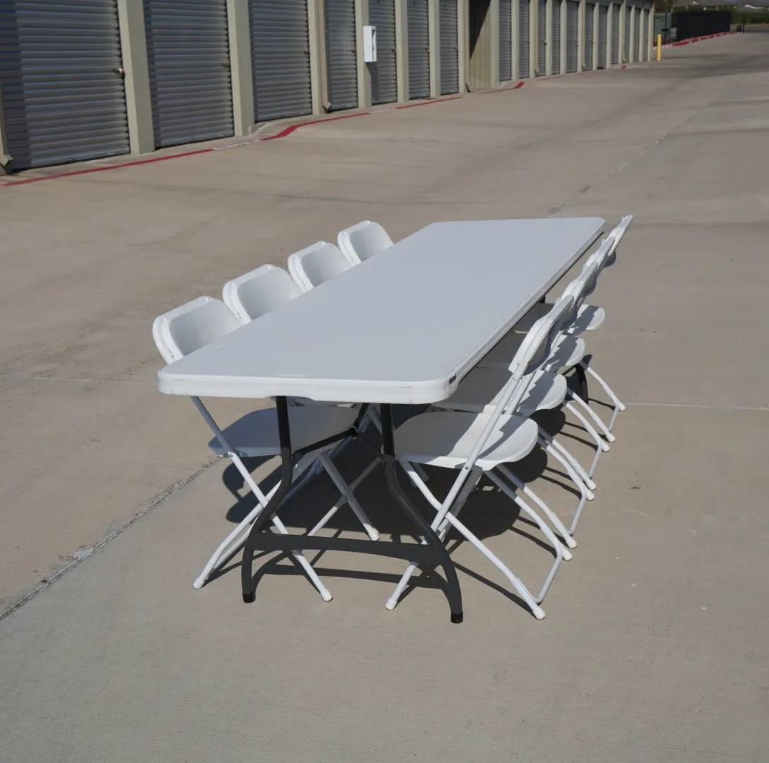 8 foot rectangular table & 8 chairs set
