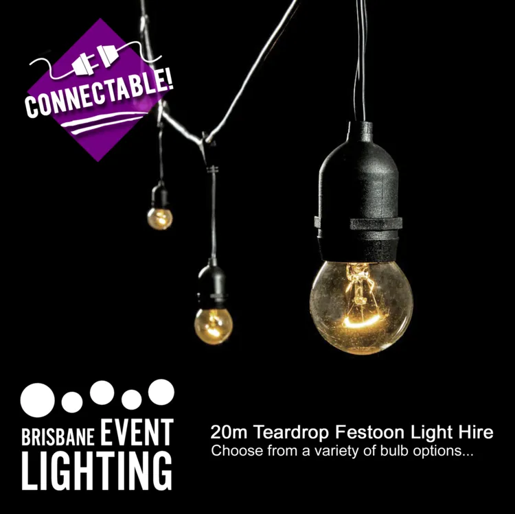 20m Connectable Teardrop Festoon Light Hire